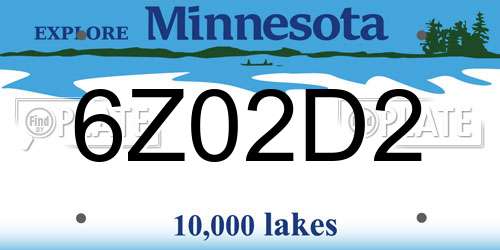6Z02D2 Minnesota License Plate