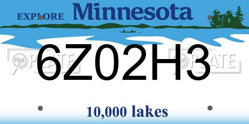 6Z02H3 Minnesota License Plate