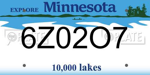 6Z02O7 Minnesota License Plate