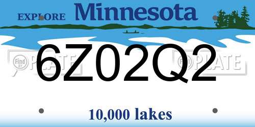 6Z02Q2 Minnesota License Plate