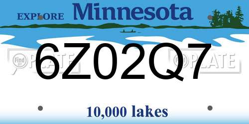 6Z02Q7 Minnesota License Plate