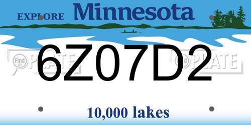 6Z07D2 Minnesota License Plate