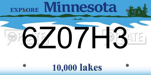 6Z07H3 Minnesota License Plate