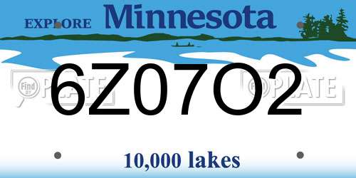 6Z07O2 Minnesota License Plate