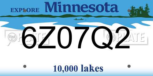6Z07Q2 Minnesota License Plate