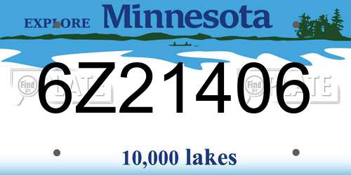 6Z21406 Minnesota License Plate