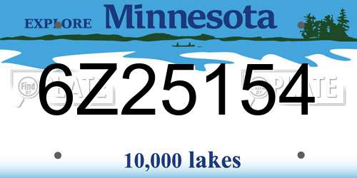 6Z25154 Minnesota License Plate
