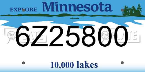 6Z25800 Minnesota License Plate