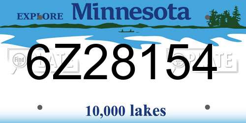 6Z28154 Minnesota License Plate
