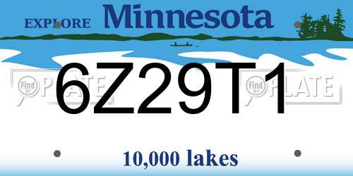 6Z29T1 Minnesota License Plate