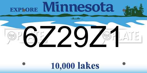 6Z29Z1 Minnesota License Plate