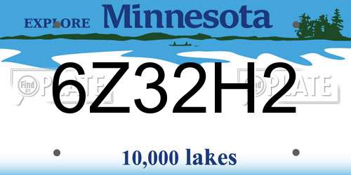 6Z32H2 Minnesota License Plate