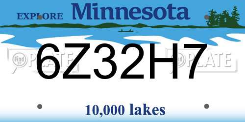 6Z32H7 Minnesota License Plate