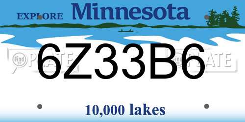 6Z33B6 Minnesota License Plate