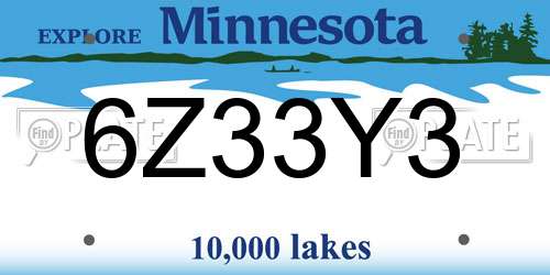 6Z33Y3 Minnesota License Plate