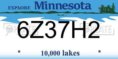 6Z37H2 Minnesota License Plate