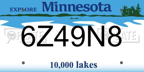 6Z49N8 Minnesota License Plate
