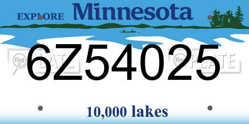 6Z54025 Minnesota License Plate