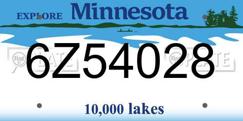 6Z54028 Minnesota License Plate