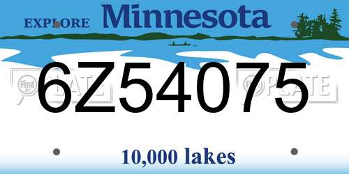 6Z54075 Minnesota License Plate