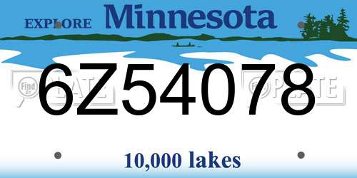 6Z54078 Minnesota License Plate