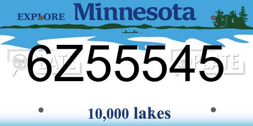 6Z55545 Minnesota License Plate