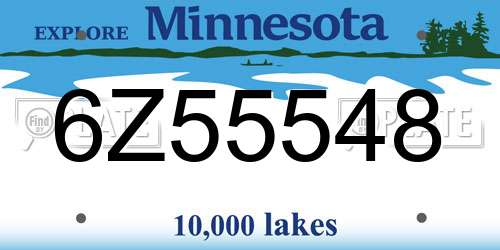 6Z55548 Minnesota License Plate