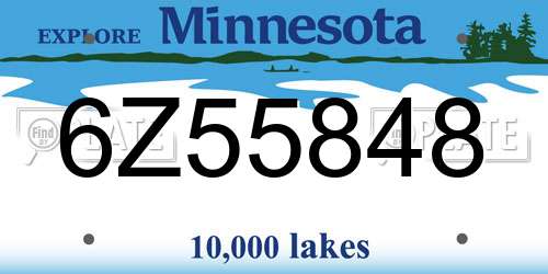 6Z55848 Minnesota License Plate