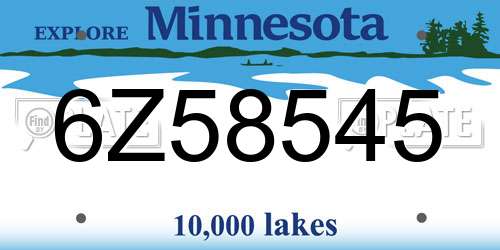 6Z58545 Minnesota License Plate