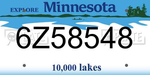 6Z58548 Minnesota License Plate