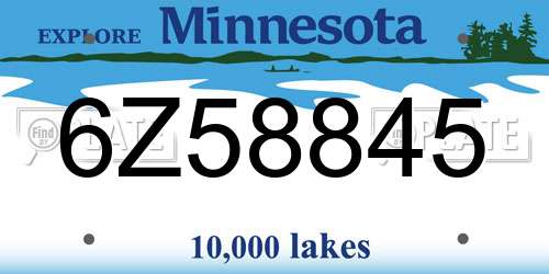 6Z58845 Minnesota License Plate