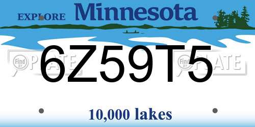 6Z59T5 Minnesota License Plate