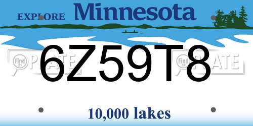 6Z59T8 Minnesota License Plate