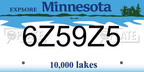 6Z59Z5 Minnesota License Plate