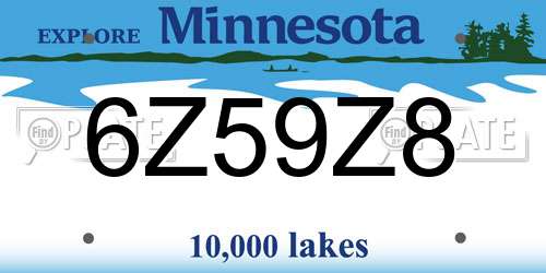 6Z59Z8 Minnesota License Plate