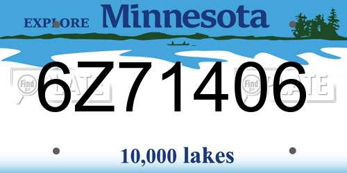 6Z71406 Minnesota License Plate