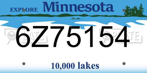 6Z75154 Minnesota License Plate