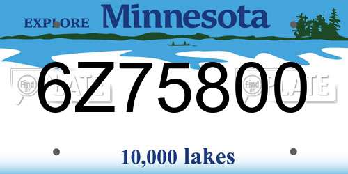6Z75800 Minnesota License Plate