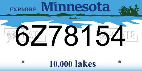 6Z78154 Minnesota License Plate