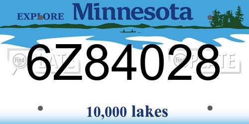 6Z84028 Minnesota License Plate