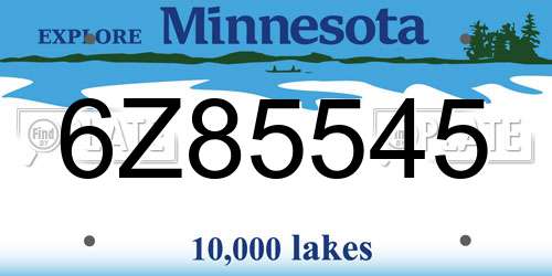 6Z85545 Minnesota License Plate