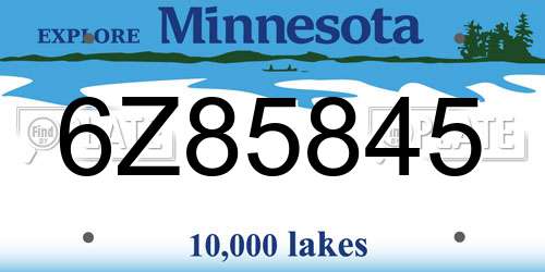 6Z85845 Minnesota License Plate