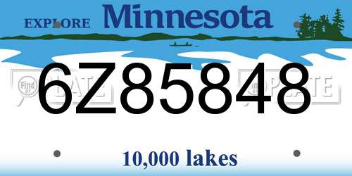 6Z85848 Minnesota License Plate