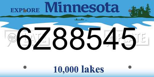 6Z88545 Minnesota License Plate