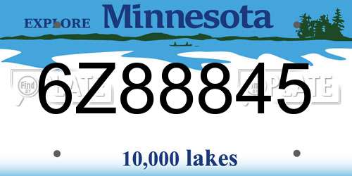 6Z88845 Minnesota License Plate