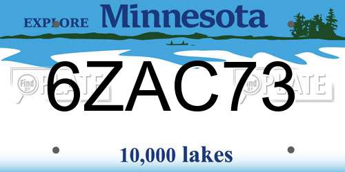 6ZAC73 Minnesota License Plate