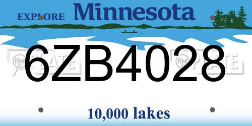 6ZB4028 Minnesota License Plate
