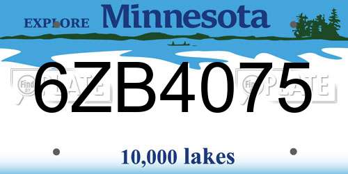 6ZB4075 Minnesota License Plate