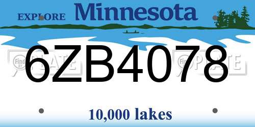 6ZB4078 Minnesota License Plate