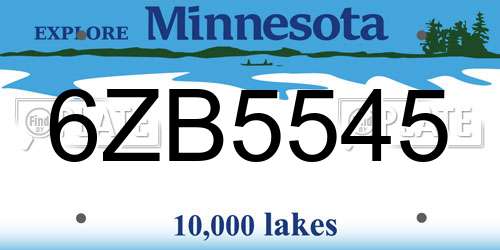 6ZB5545 Minnesota License Plate